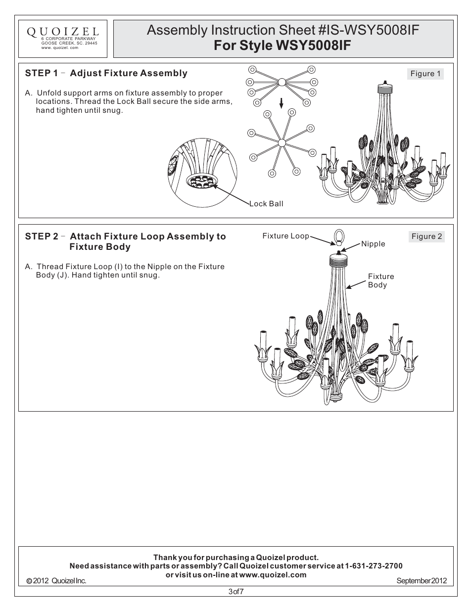 Quoizel WSY5008IF Wesley User Manual | Page 3 / 7