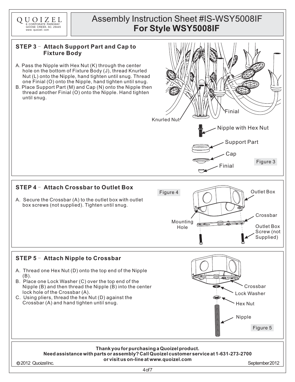 Quoizel WSY5008IF Wesley User Manual | Page 4 / 7