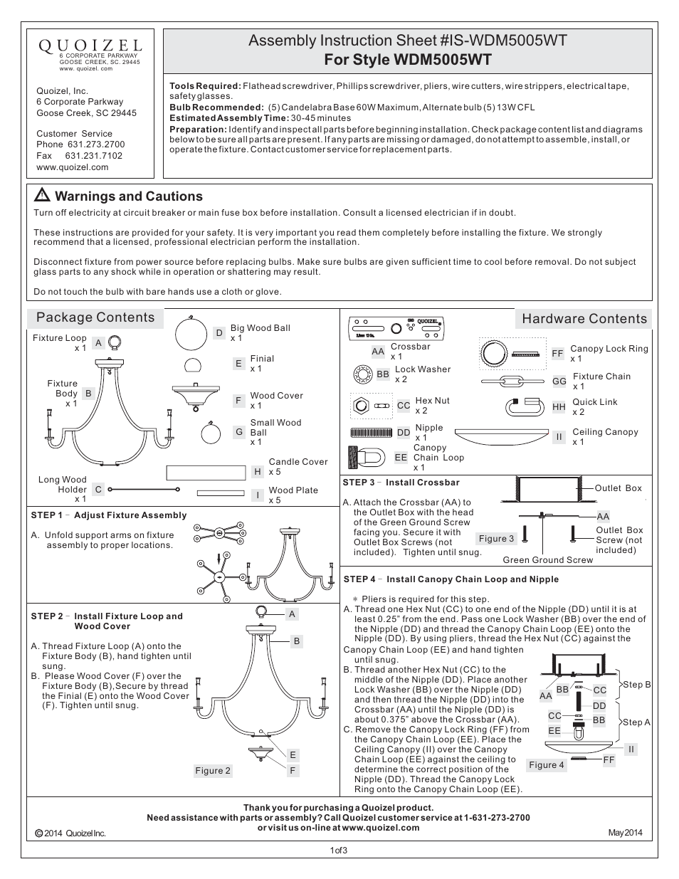 Quoizel WDM5005WT Wyndmoor User Manual | 3 pages