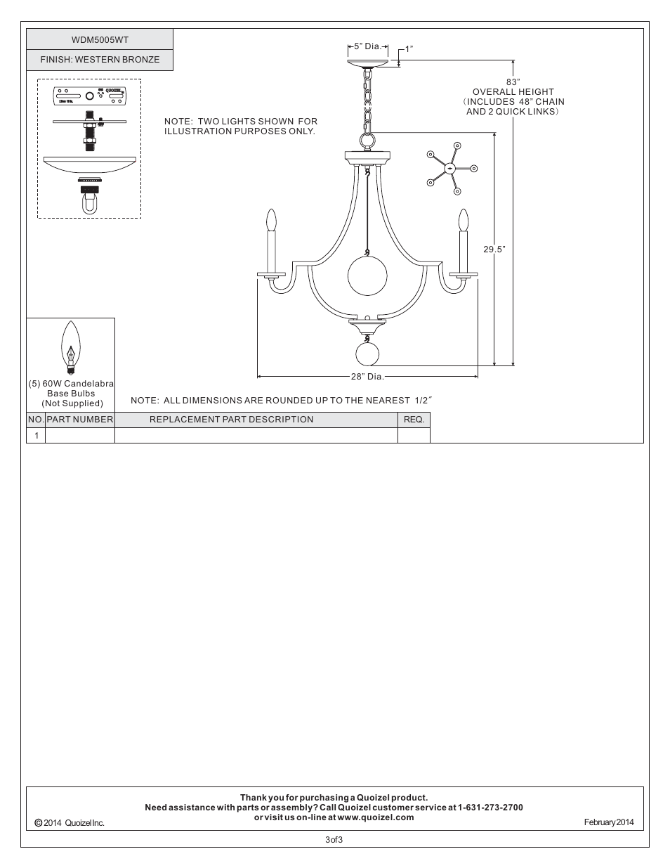 Quoizel WDM5005WT Wyndmoor User Manual | Page 3 / 3