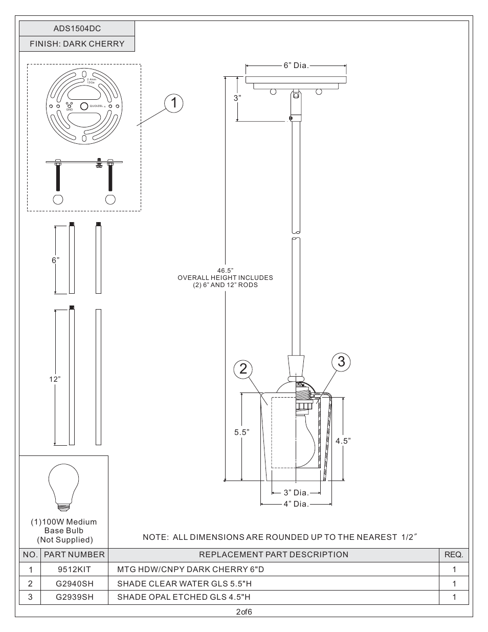 Quoizel ADS1504DC Adonis User Manual | Page 2 / 6