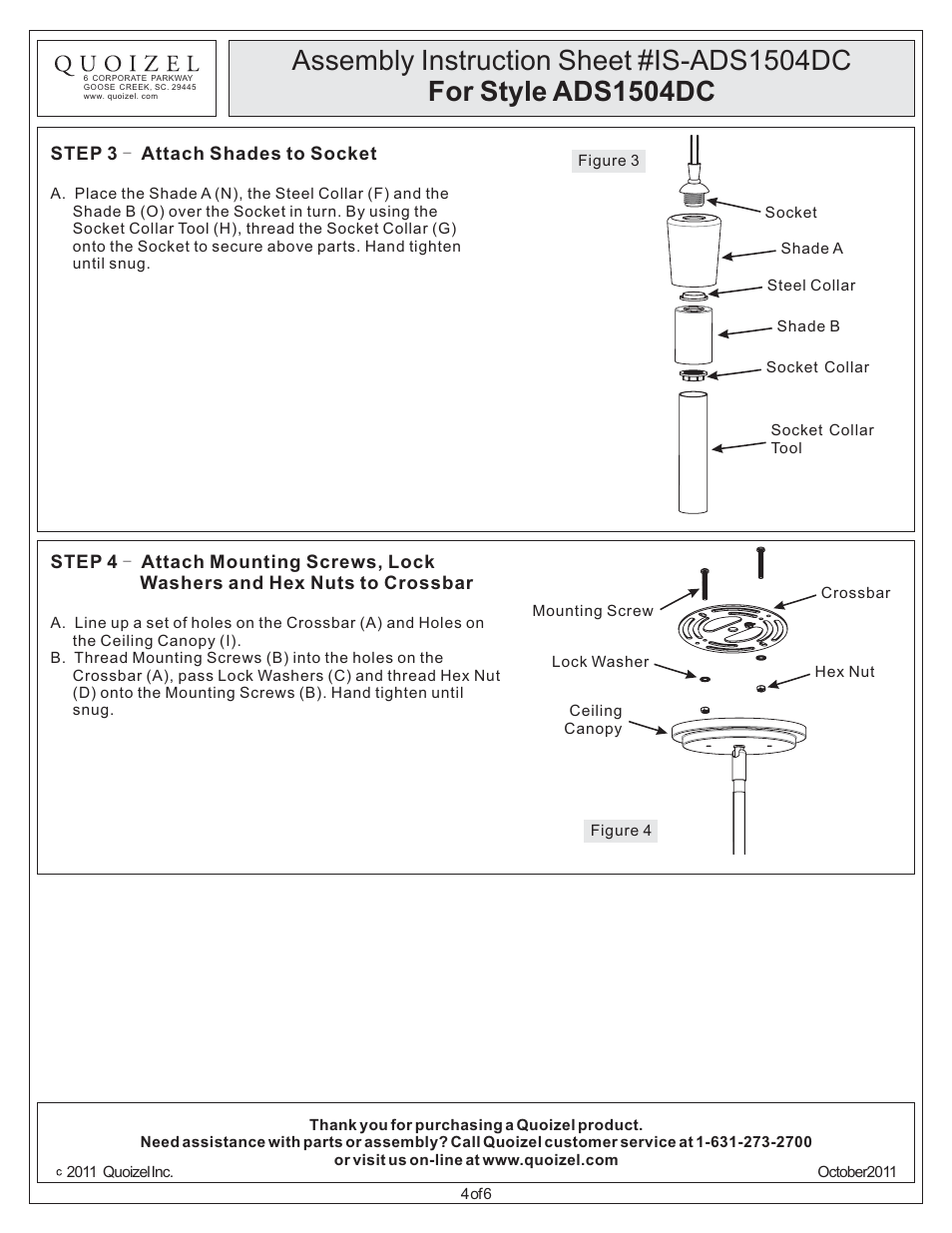 Quoizel ADS1504DC Adonis User Manual | Page 4 / 6