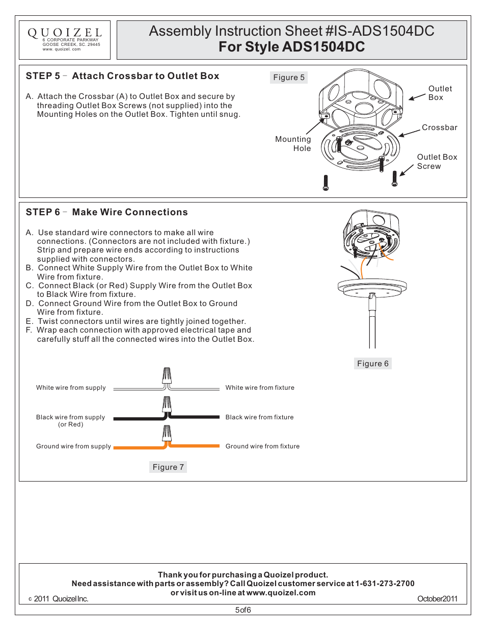 Quoizel ADS1504DC Adonis User Manual | Page 5 / 6