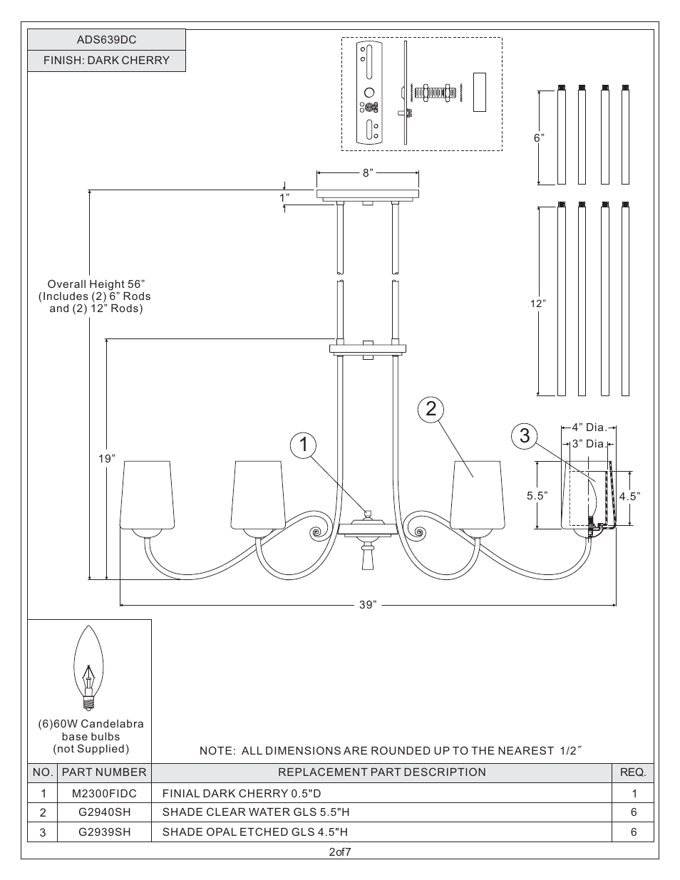 Quoizel ADS639DC Adonis User Manual | Page 2 / 7