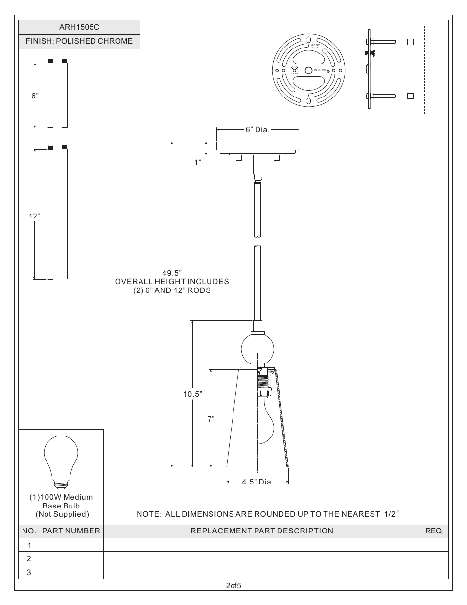 Quoizel ARH1505C Aldrich User Manual | Page 2 / 5