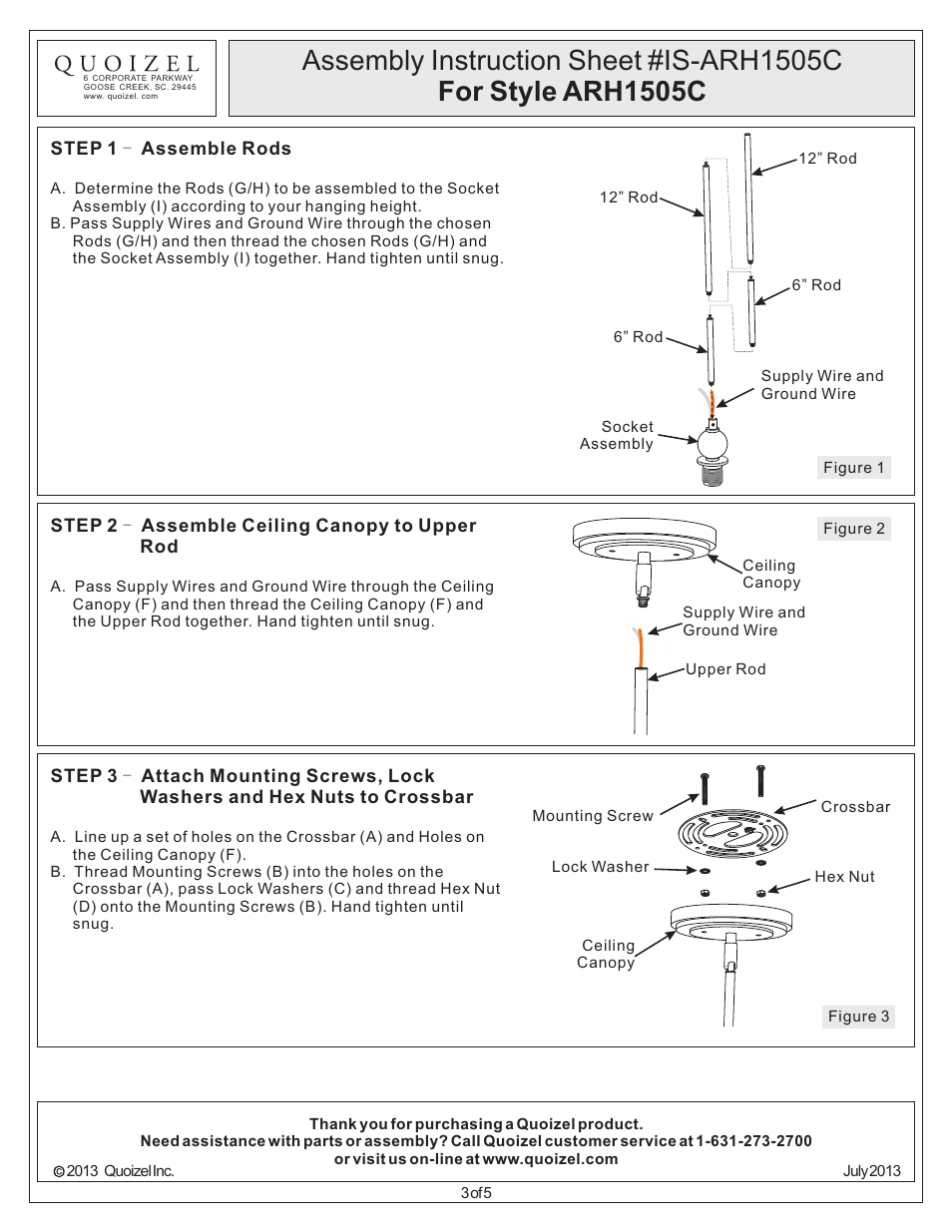 Quoizel ARH1505C Aldrich User Manual | Page 3 / 5