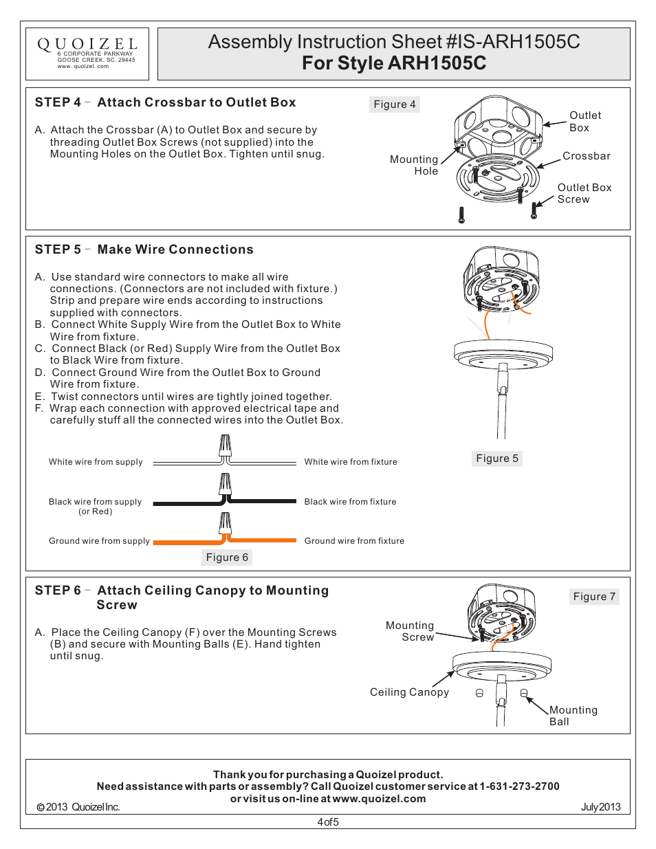 Quoizel ARH1505C Aldrich User Manual | Page 4 / 5