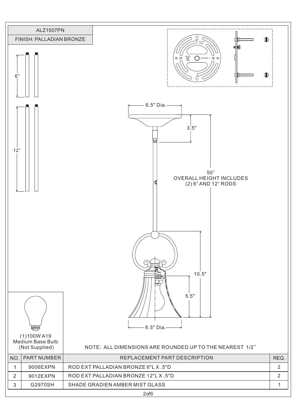 Quoizel ALZ1507PN Aliza User Manual | Page 2 / 6