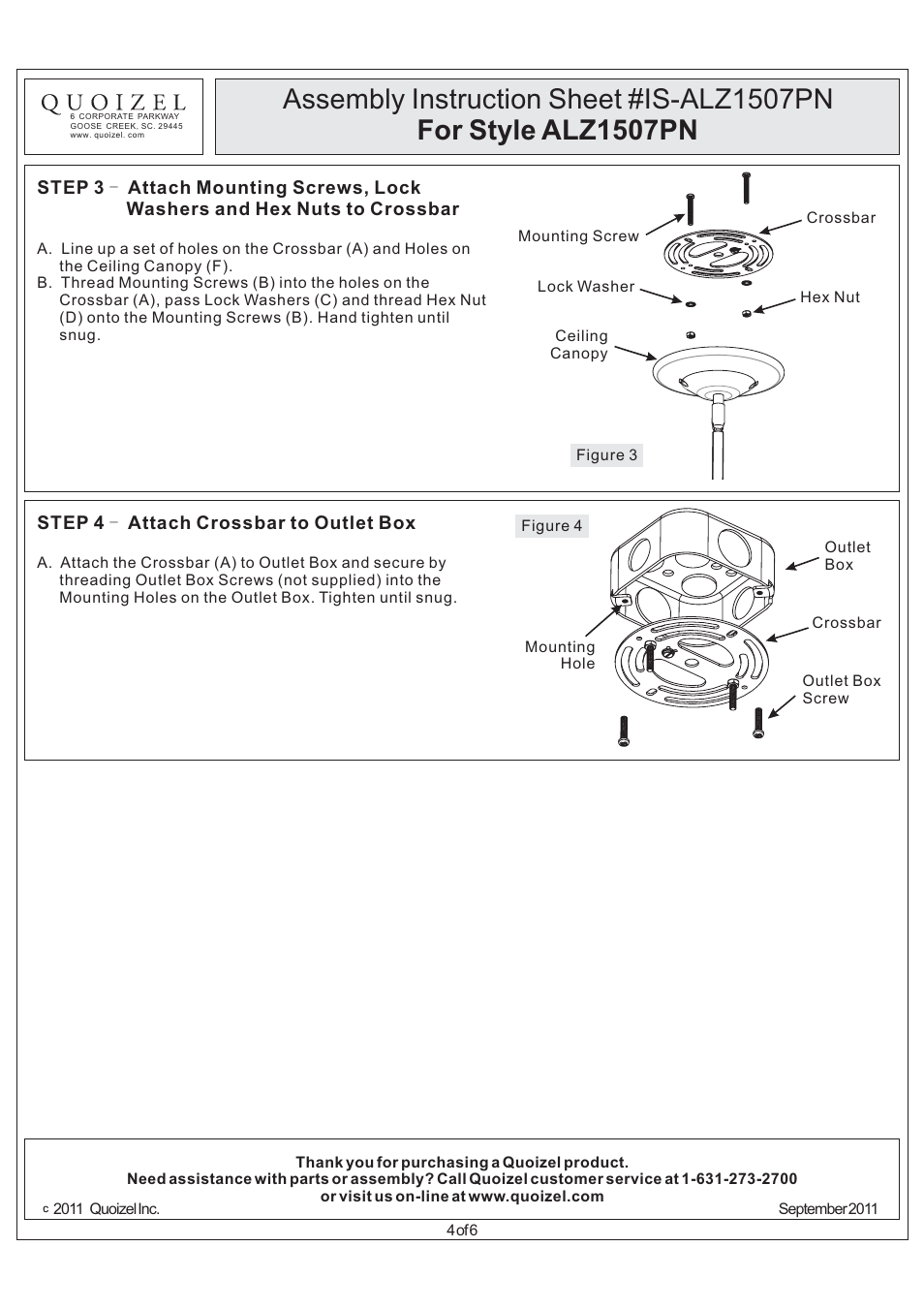 Quoizel ALZ1507PN Aliza User Manual | Page 4 / 6