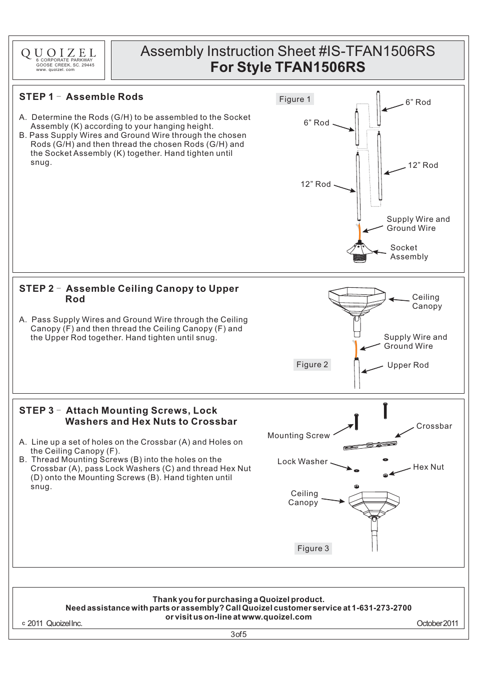 Quoizel TFAN1506RS Arden User Manual | Page 3 / 5