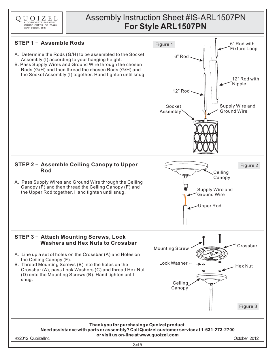 Quoizel ARL1507PN Ariella User Manual | Page 3 / 5