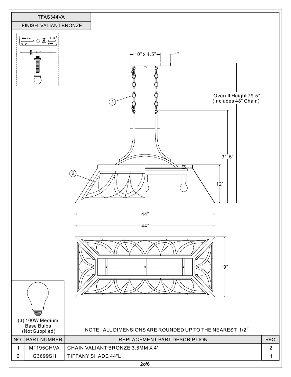 Quoizel TFAS344VA Asheville User Manual | Page 2 / 6