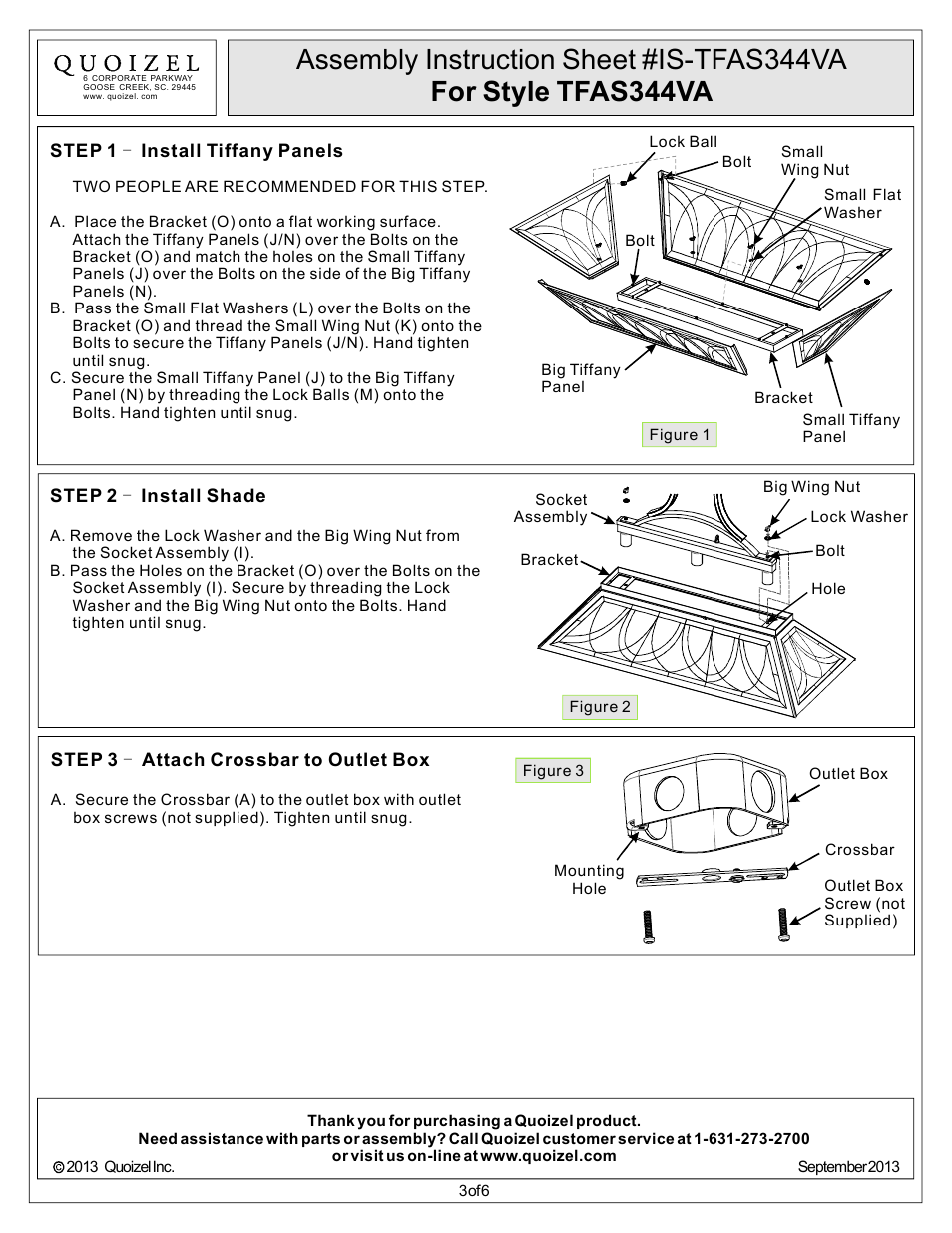 Quoizel TFAS344VA Asheville User Manual | Page 3 / 6