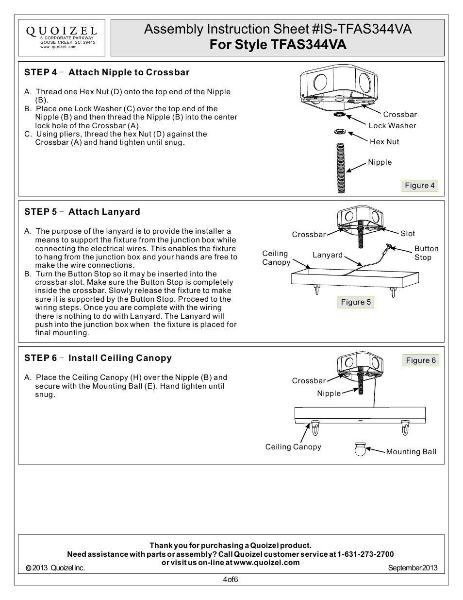 Quoizel TFAS344VA Asheville User Manual | Page 4 / 6