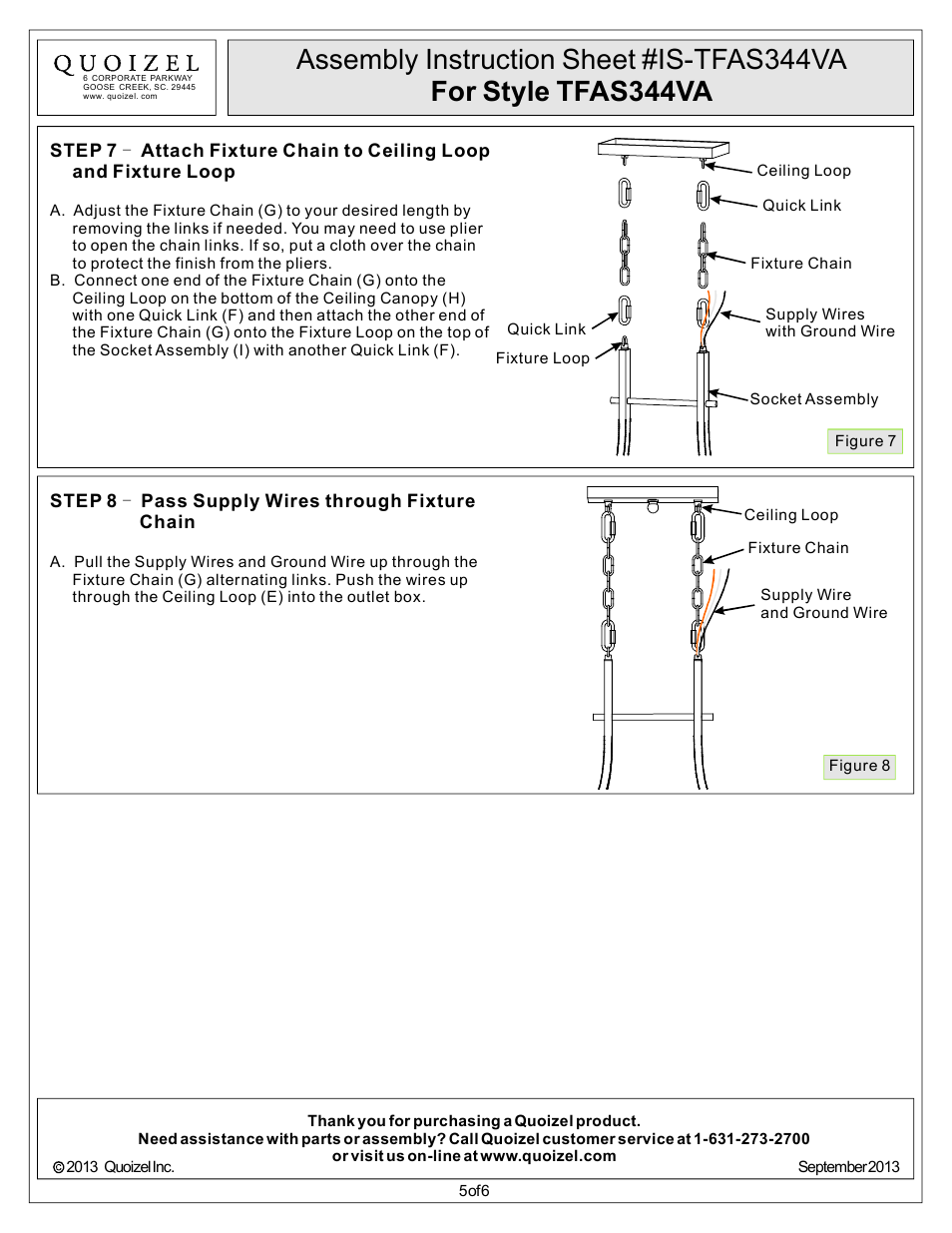 Quoizel TFAS344VA Asheville User Manual | Page 5 / 6