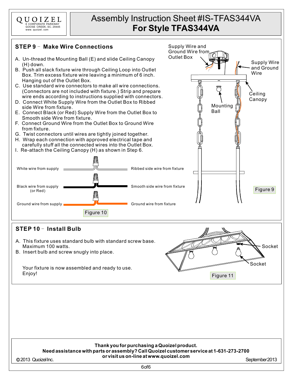 Quoizel TFAS344VA Asheville User Manual | Page 6 / 6