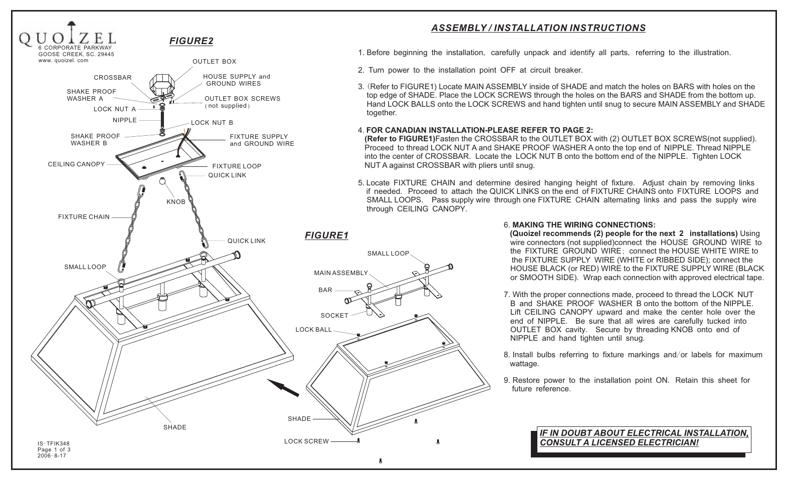 Quoizel TFIK348VA Inglenook User Manual | 3 pages