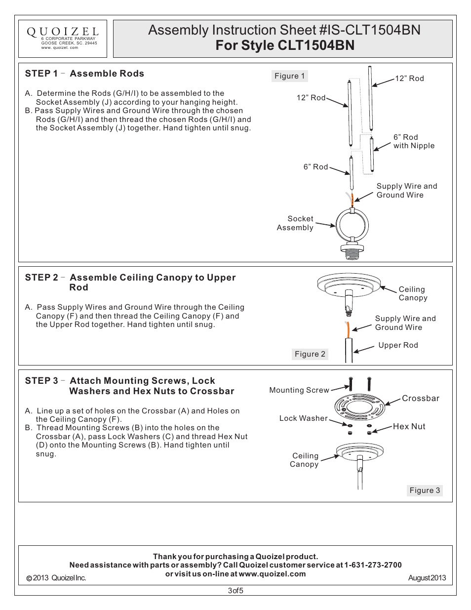 Quoizel CLT1504BN Celestial User Manual | Page 3 / 5