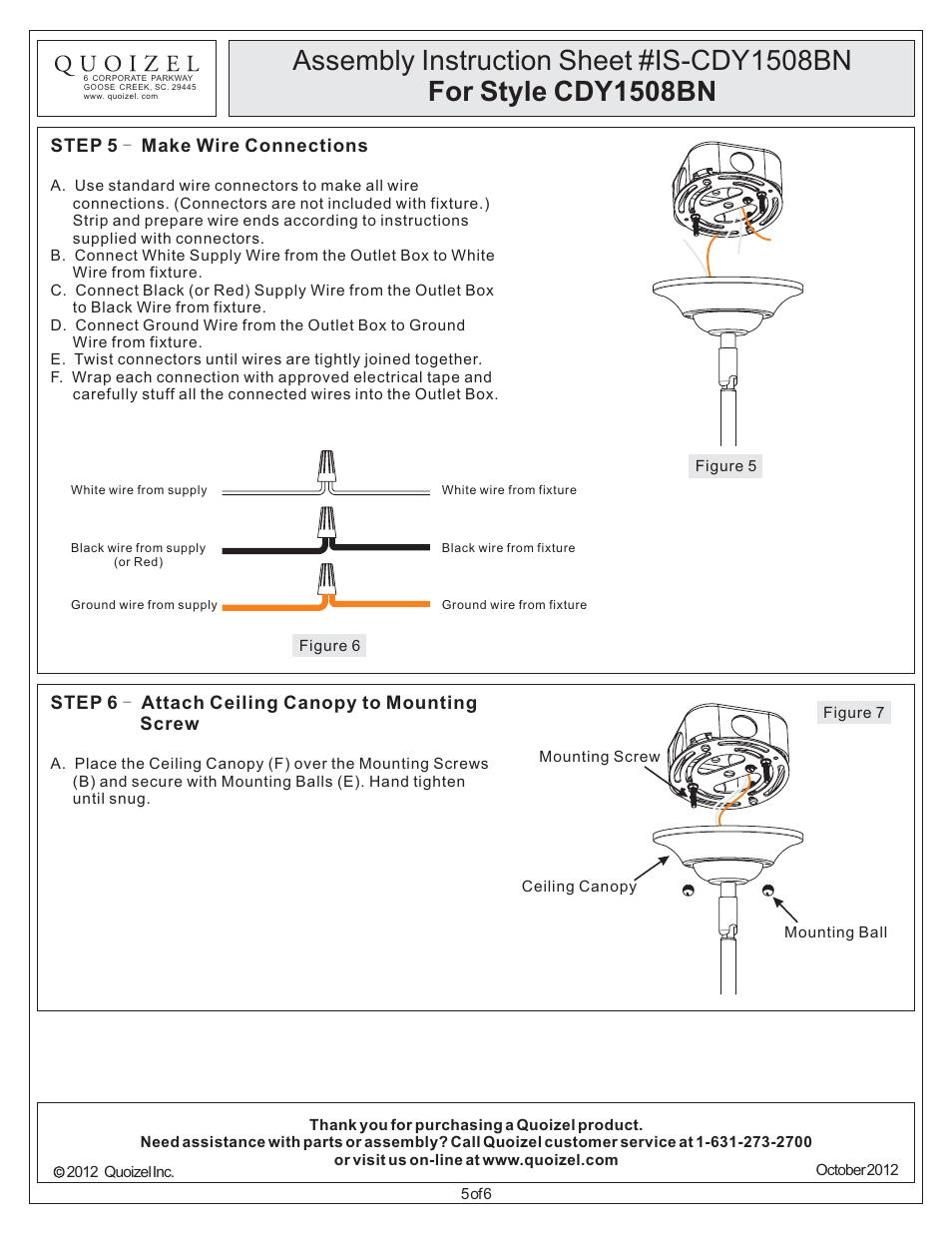 Quoizel CDY1508BN Cody User Manual | Page 5 / 6