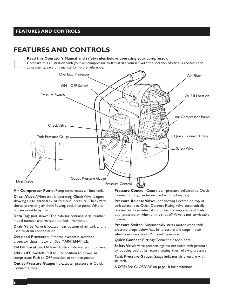 Features and controls | Briggs & Stratton 074000 User Manual | Page 6 / 56