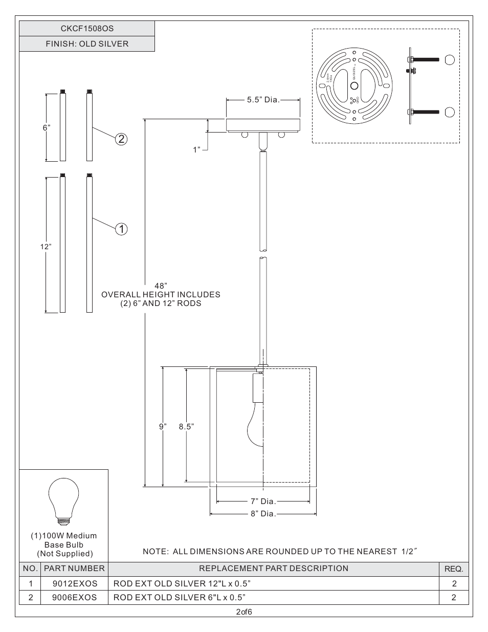 Quoizel CKCF1508OS Confetti User Manual | Page 2 / 6