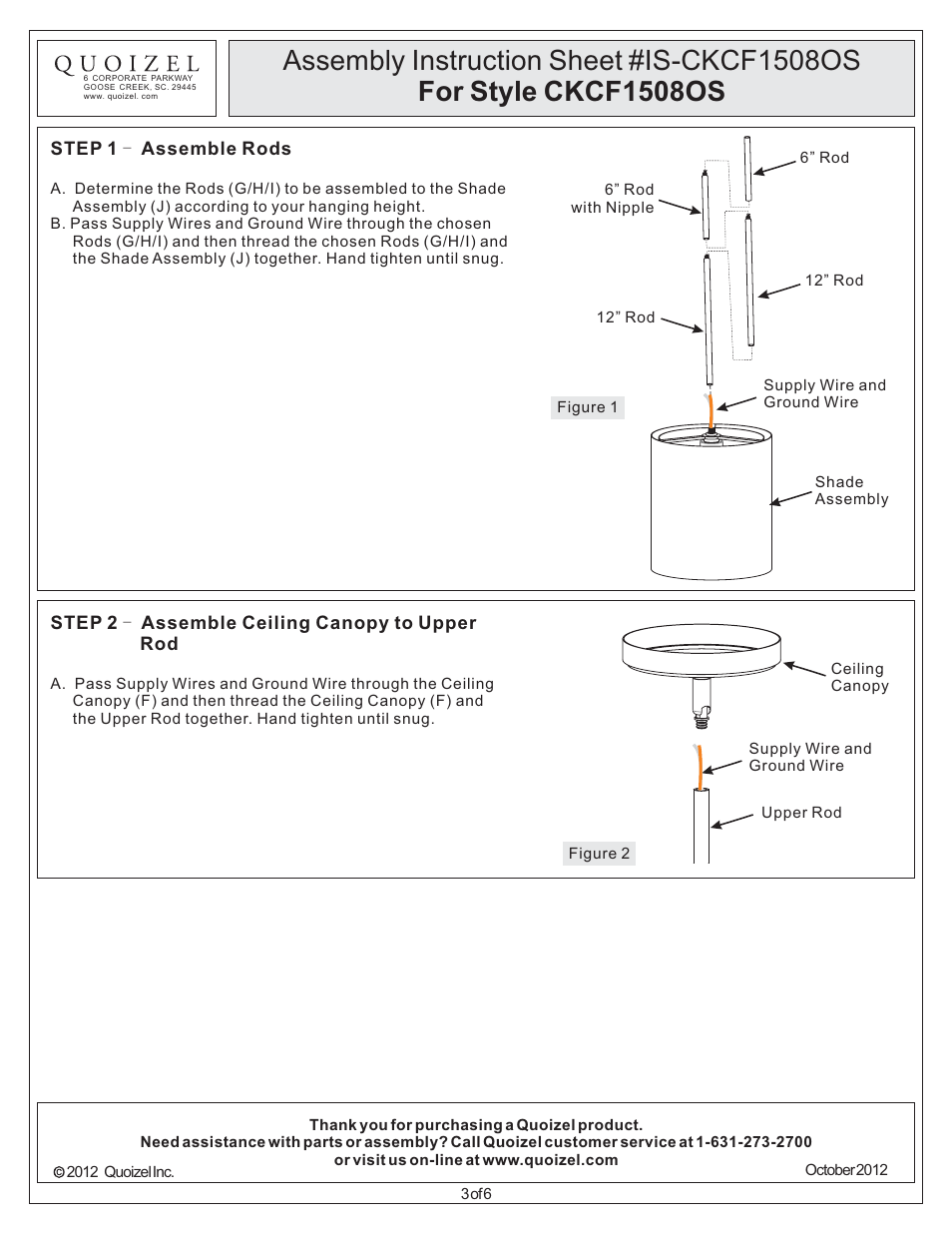 Quoizel CKCF1508OS Confetti User Manual | Page 3 / 6