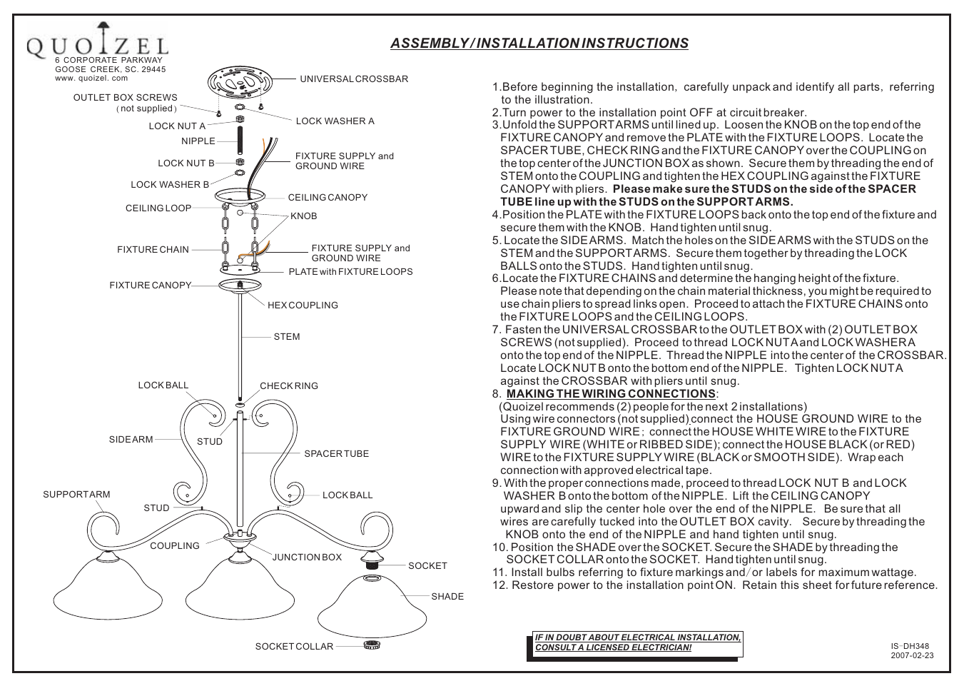 Quoizel DH348AN Duchess User Manual | 1 page