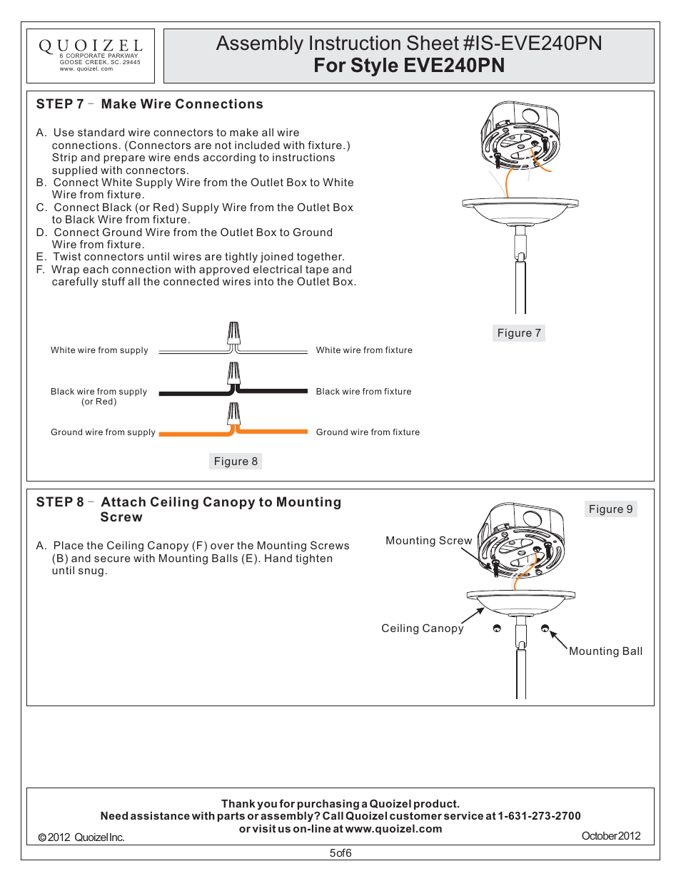 Quoizel EVE240PN Eastvale User Manual | Page 5 / 6