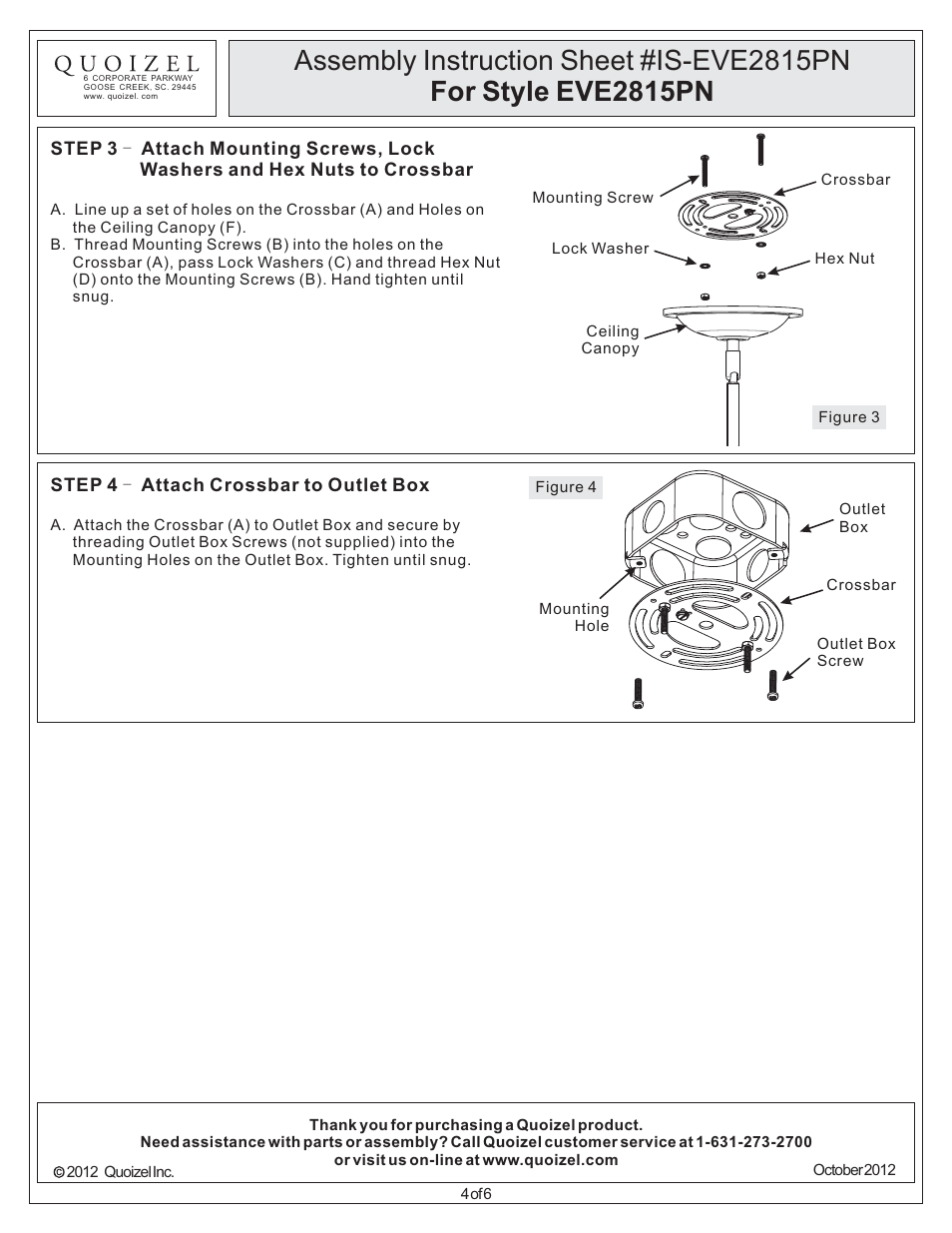 Quoizel EVE2815PN Eastvale User Manual | Page 4 / 6