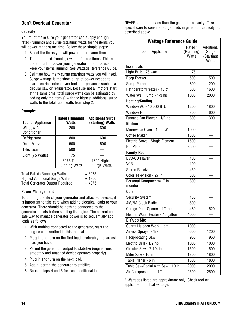 Briggs & Stratton 209443gs User Manual | Page 14 / 48