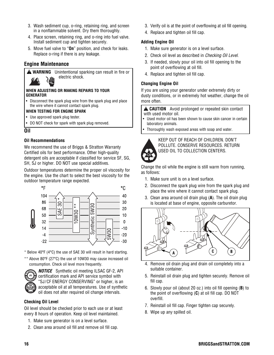 Briggs & Stratton 209443gs User Manual | Page 16 / 48