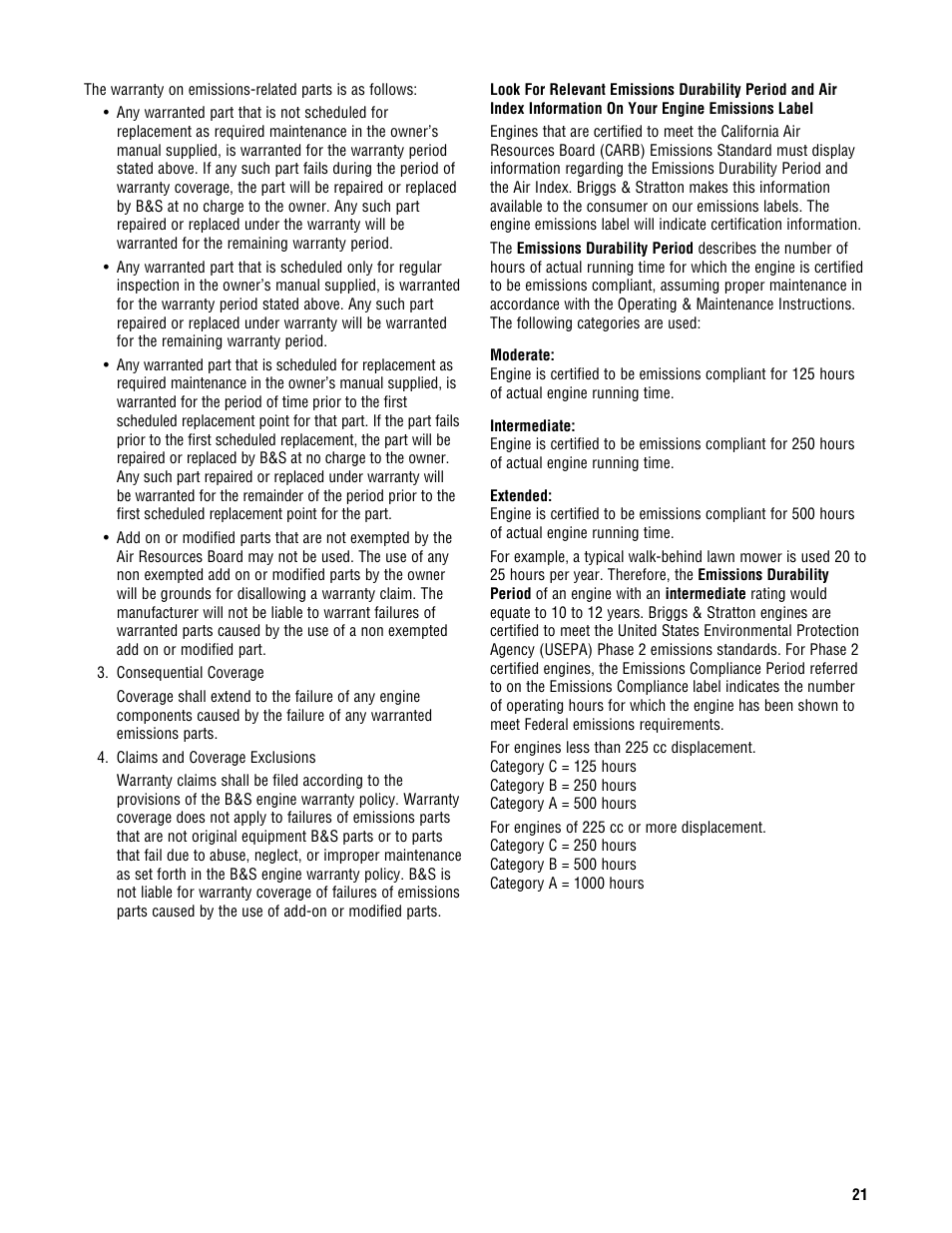 Briggs & Stratton 209443gs User Manual | Page 21 / 48