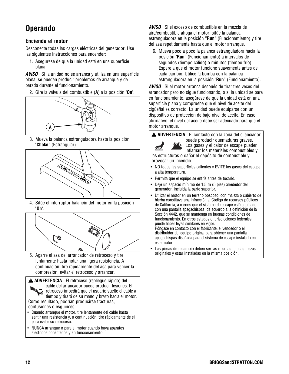 Operando | Briggs & Stratton 209443gs User Manual | Page 36 / 48