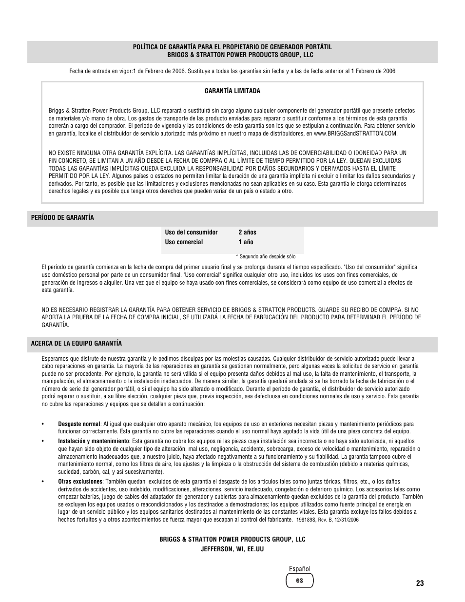 Briggs & Stratton 209443gs User Manual | Page 47 / 48