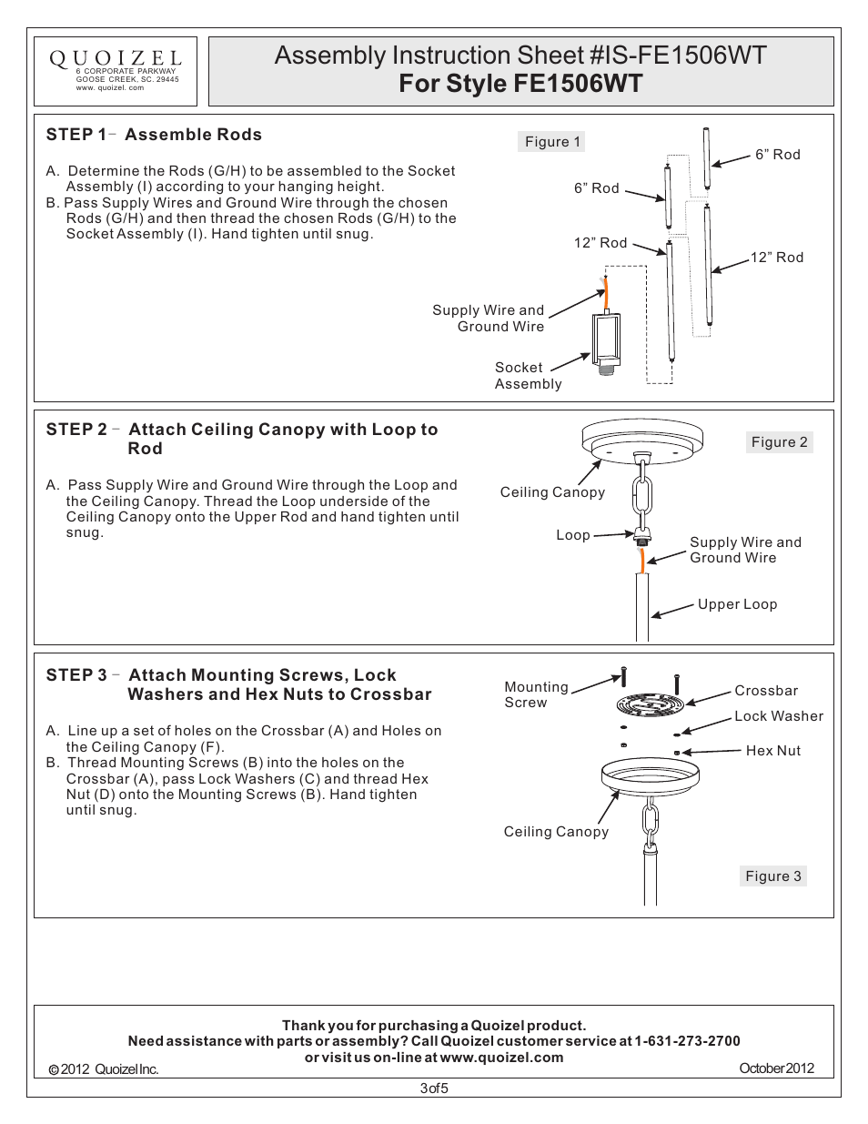 Quoizel FE1506WT Ferndale User Manual | Page 3 / 5