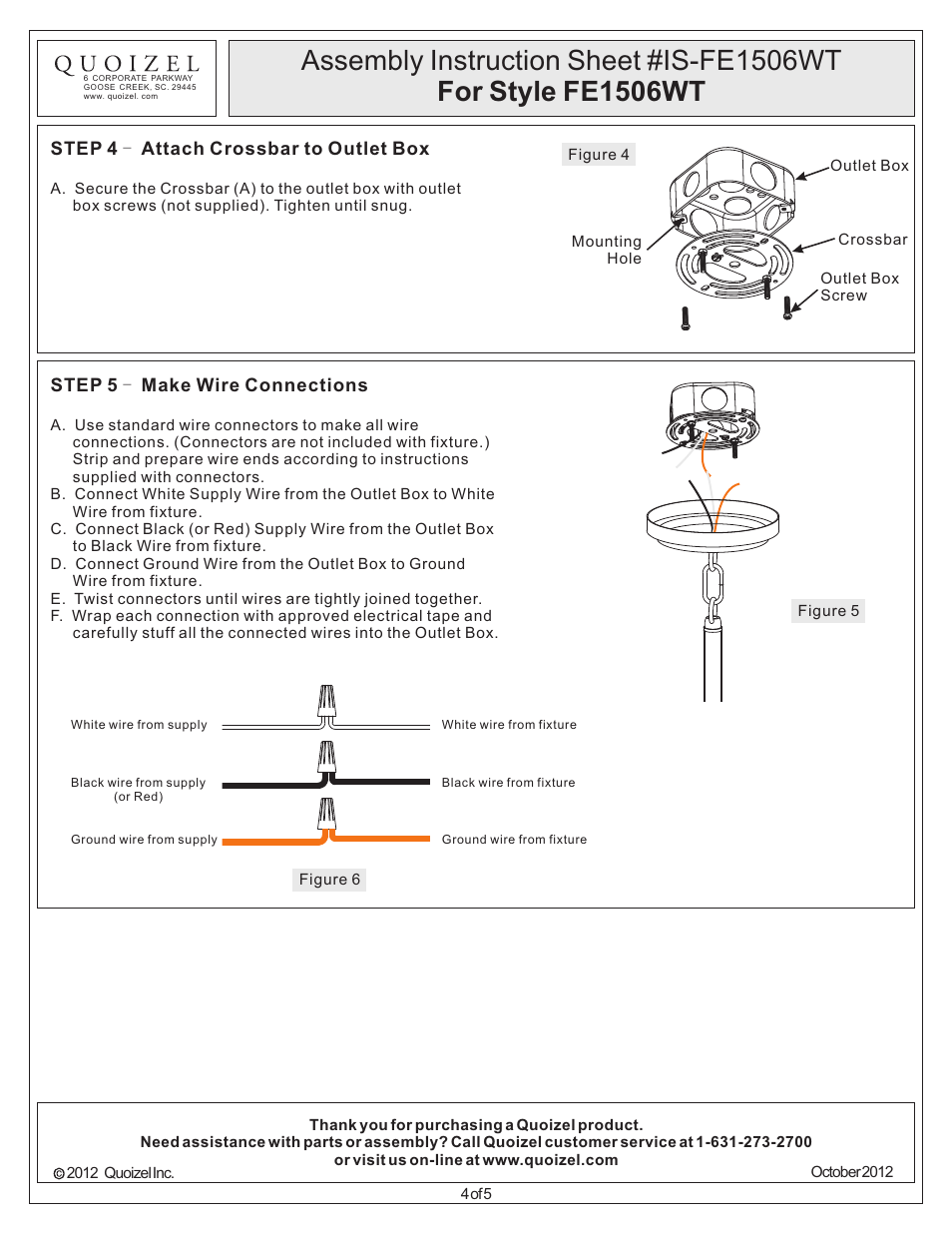 Quoizel FE1506WT Ferndale User Manual | Page 4 / 5