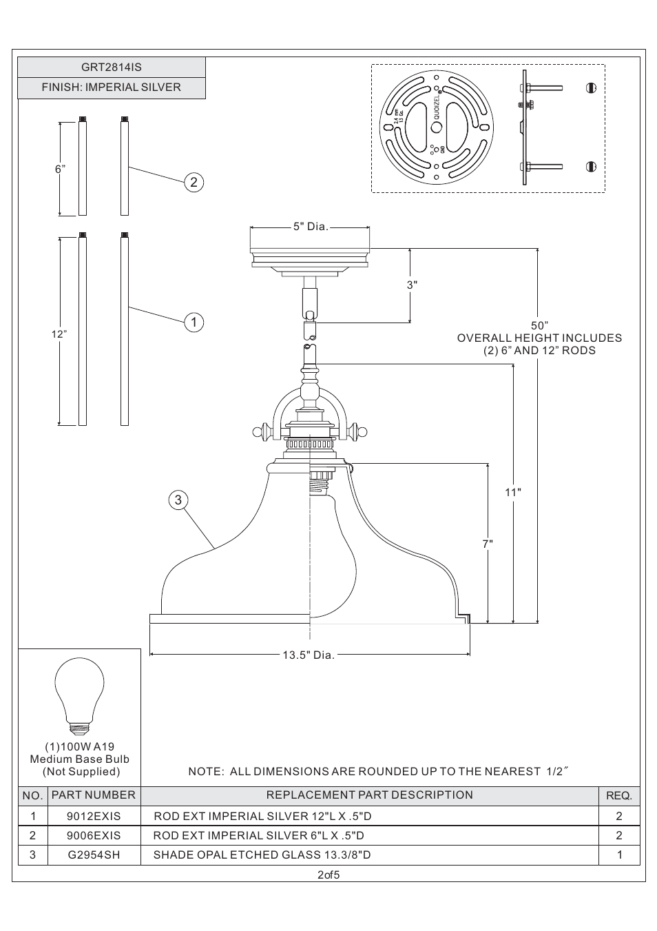 Quoizel GRT2814IS Grant User Manual | Page 2 / 5