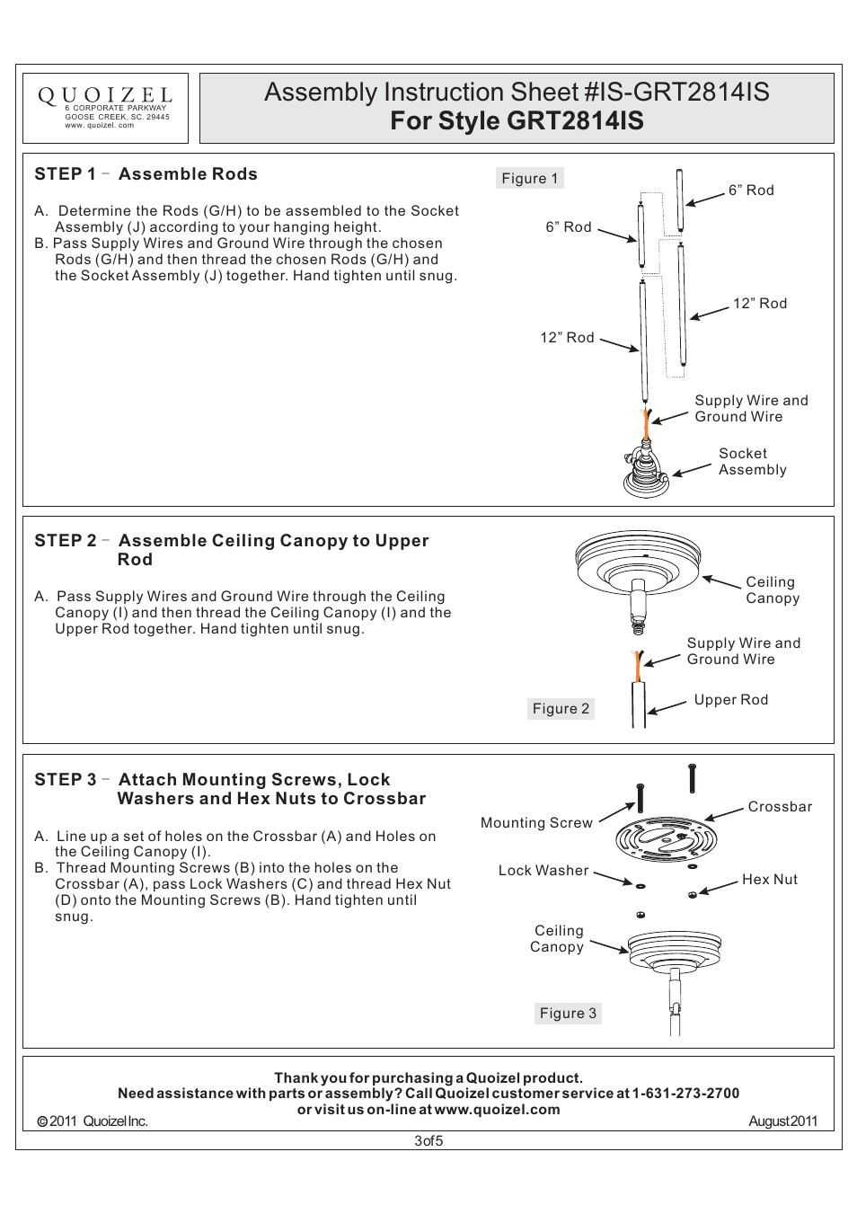 Quoizel GRT2814IS Grant User Manual | Page 3 / 5