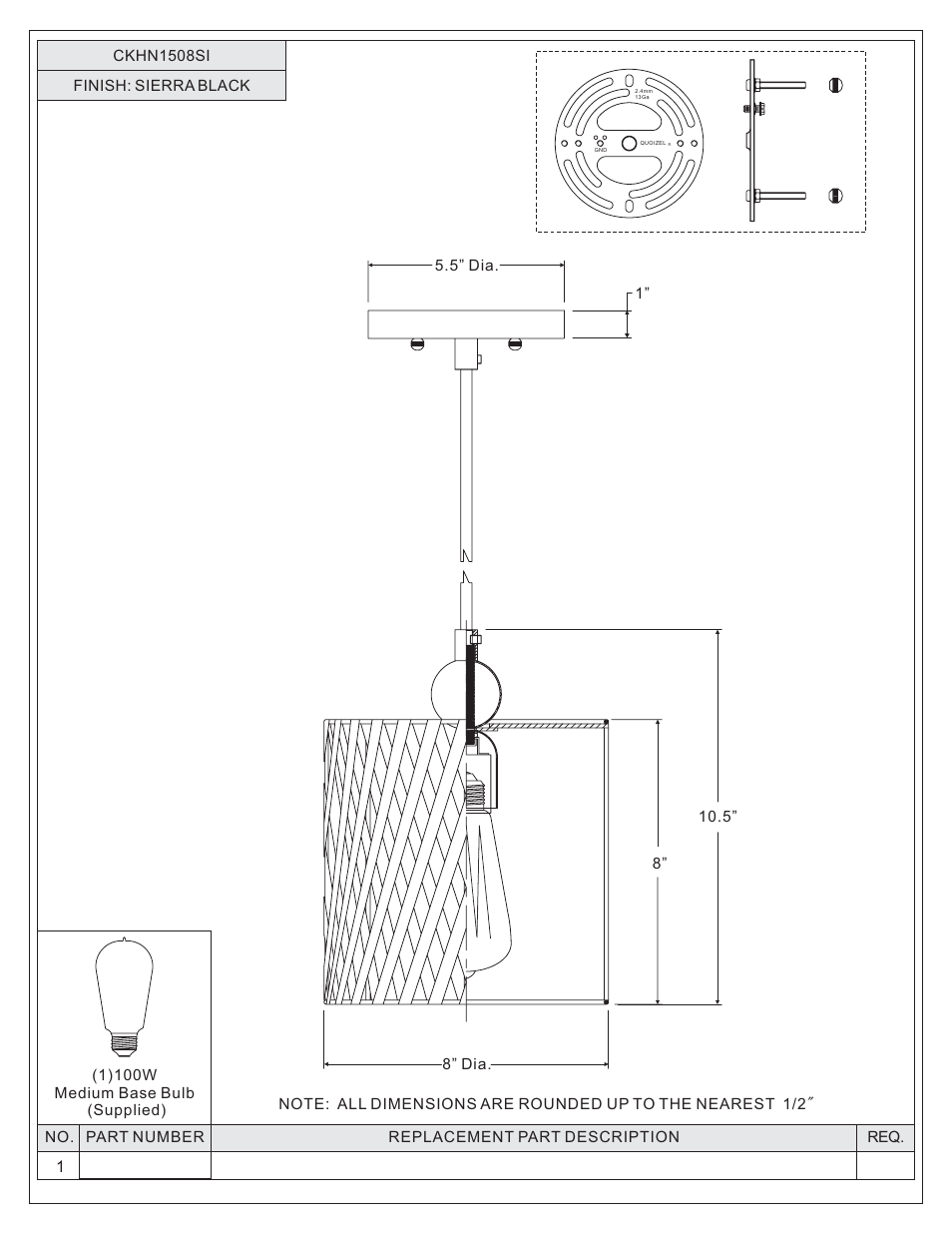 Quoizel CKHN1508SI Harlan User Manual | Page 2 / 5