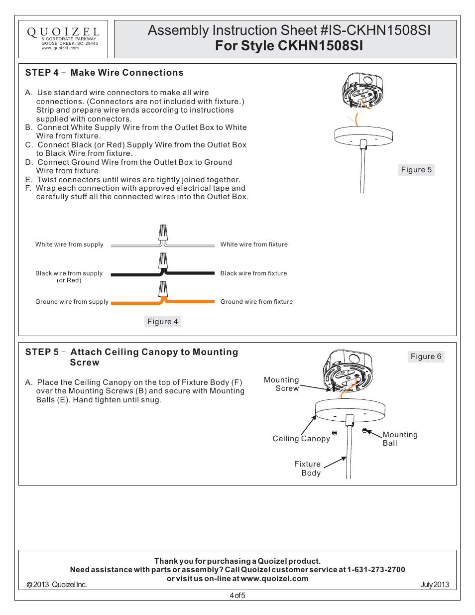 Quoizel CKHN1508SI Harlan User Manual | Page 4 / 5