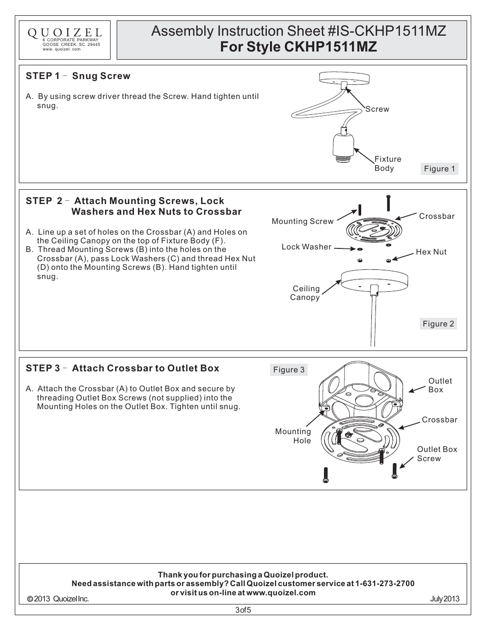 Quoizel CKHP1511MZ Heritage Pendant User Manual | Page 3 / 5