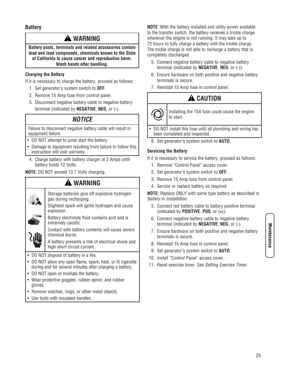 Warning, Notice, Caution | Briggs & Stratton 7000 WATT 206484GS User Manual | Page 25 / 92