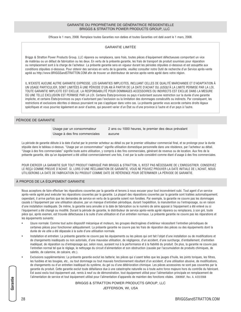 Briggs & Stratton 7000 WATT 206484GS User Manual | Page 90 / 92