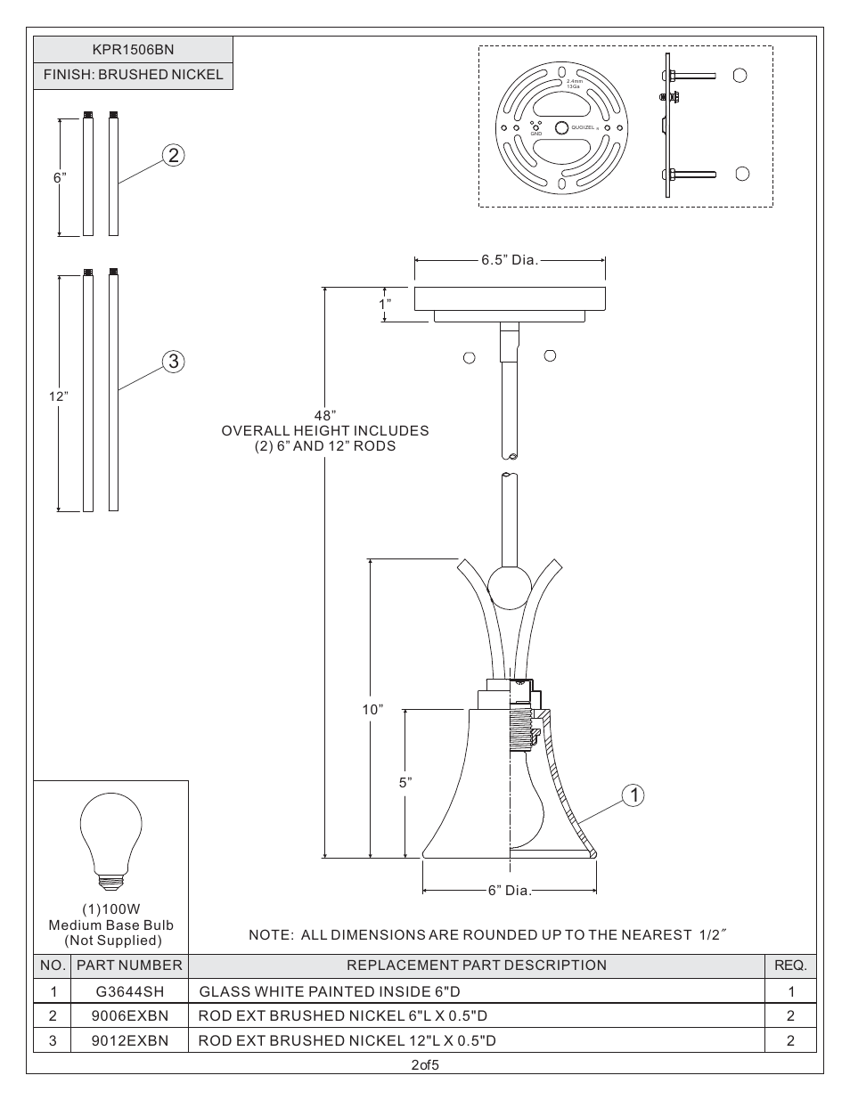 Quoizel KPR1506BN Kemper User Manual | Page 2 / 5