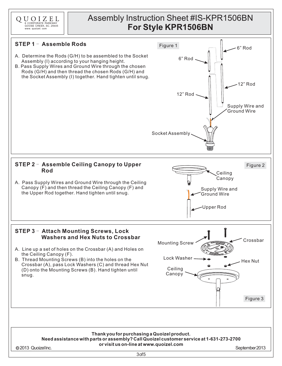 Quoizel KPR1506BN Kemper User Manual | Page 3 / 5