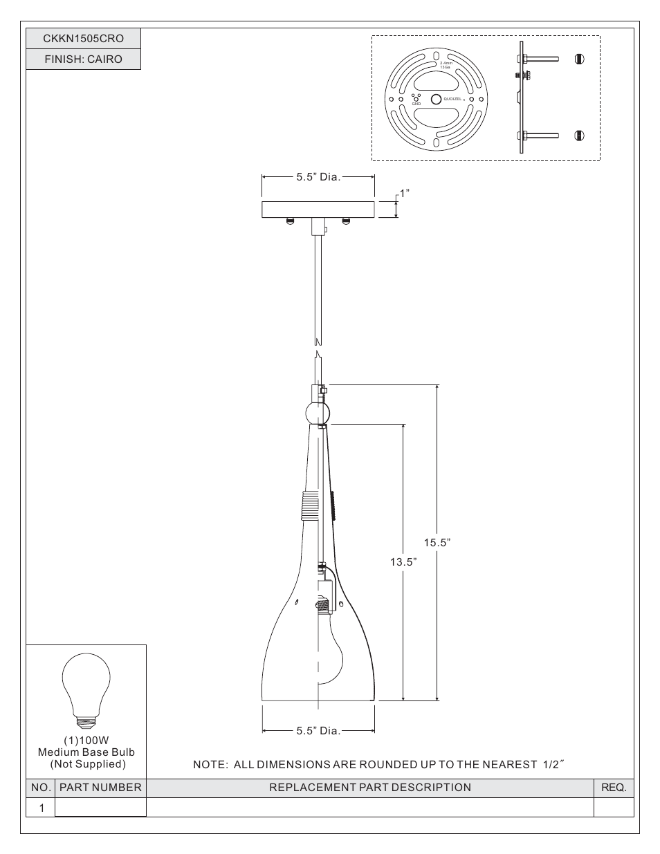 Quoizel CKKN1505CRO Kieran User Manual | Page 2 / 5