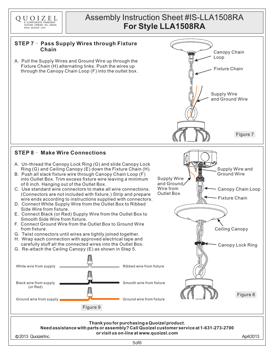 Quoizel LLA1508RA Laila User Manual | Page 5 / 6