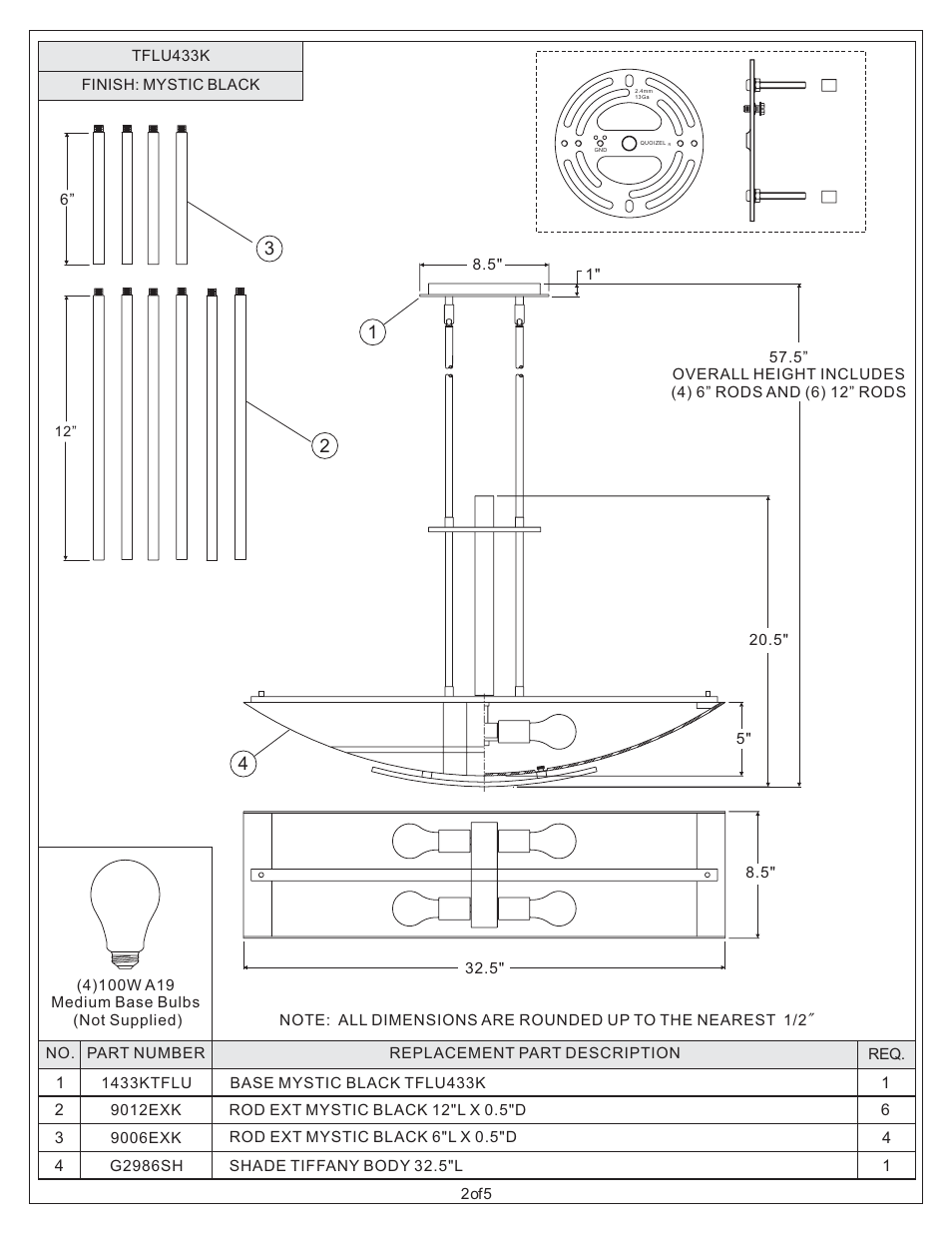 Quoizel TFLU433K Luxe User Manual | Page 2 / 7