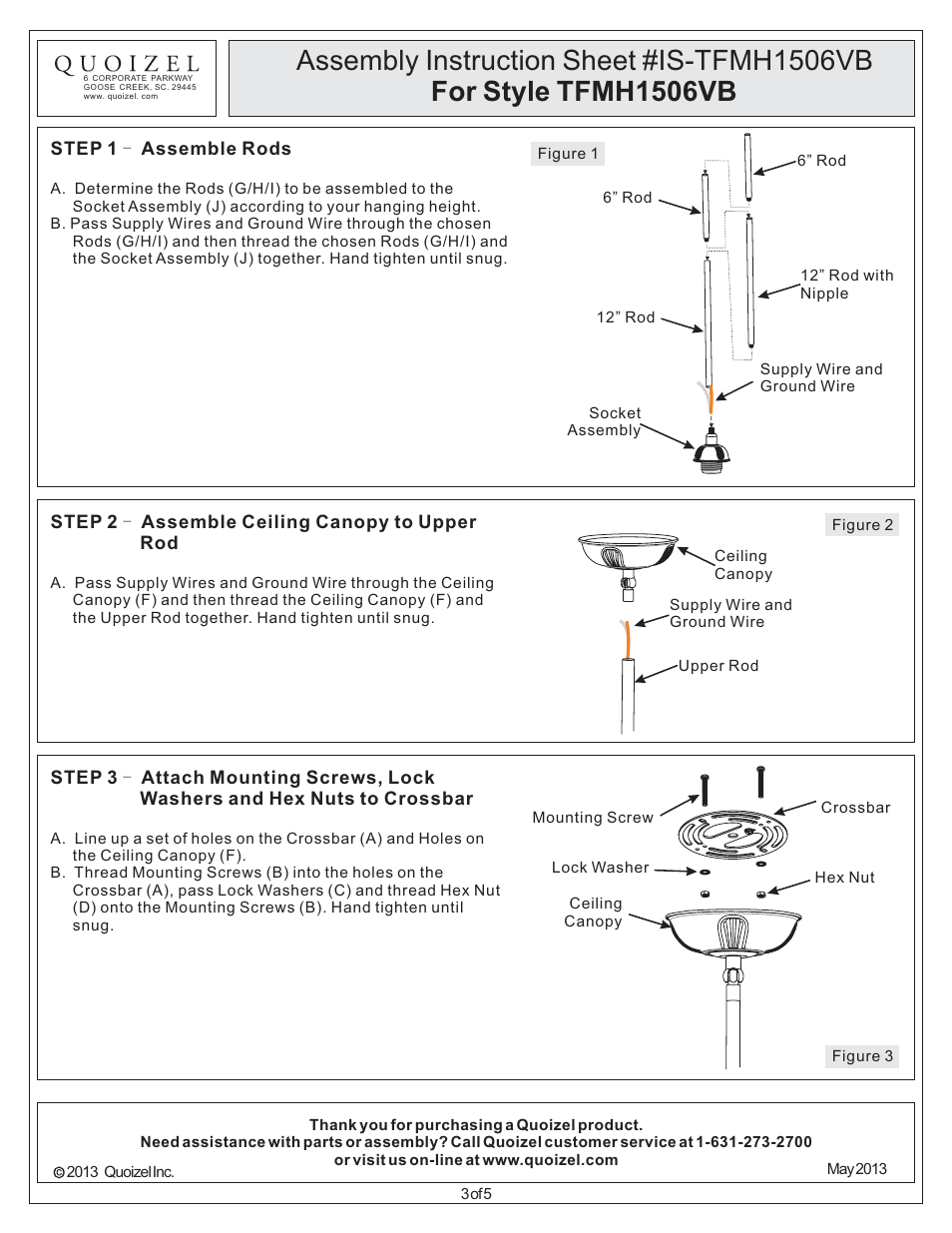 Quoizel TFMH1506VB Mariah User Manual | Page 3 / 5