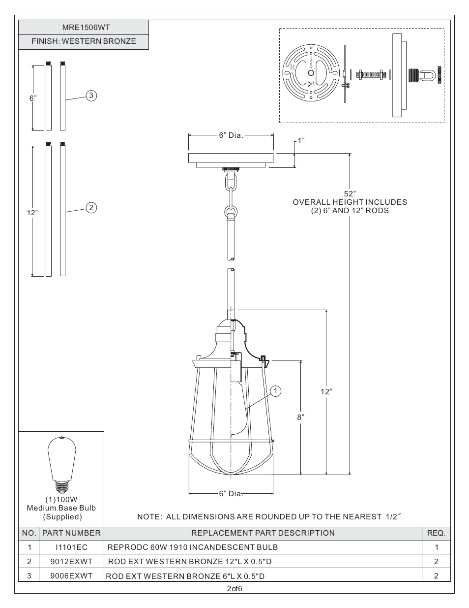 Quoizel MRE1506WT Marine User Manual | Page 2 / 6